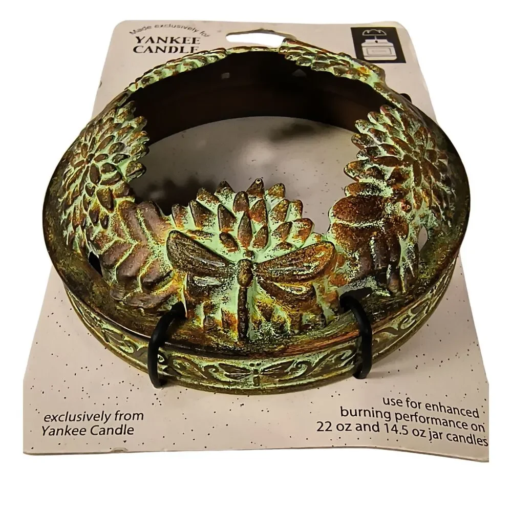 Vintage Yankee Candle Illuma-Lid Jar Candle Topper Accessory Dragonfly Patina